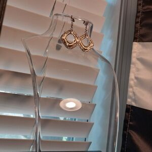 Sterling Silver Dual Tone Quartz Dangle Earrings